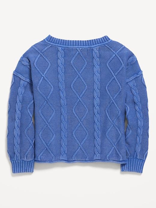 Image number 3 showing, Oversized Long-Sleeve Cable-Knit Sweater for Girls