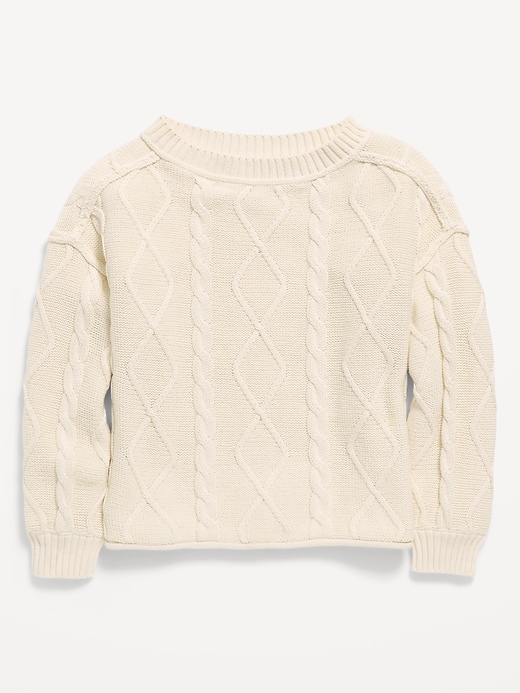 Image number 2 showing, Oversized Long-Sleeve Cable-Knit Sweater for Girls