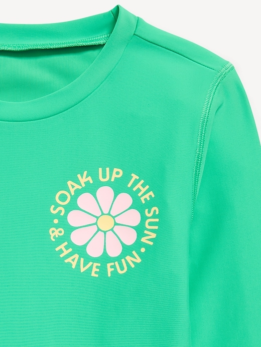 Image number 2 showing, Long-Sleeve Graphic Rashguard Swim Top for Girls