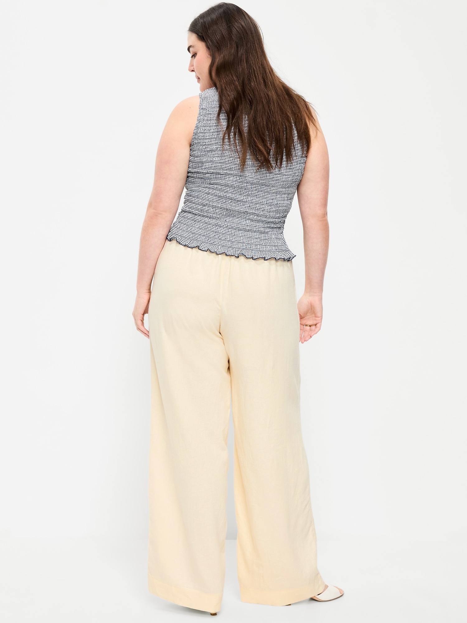 Image number 7 showing, High-Waisted Linen-Blend Super Wide-Leg Pants