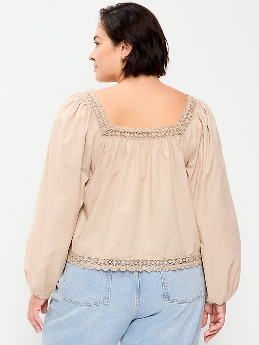 Image number 8 showing, Long-Sleeve Lace Trim Top