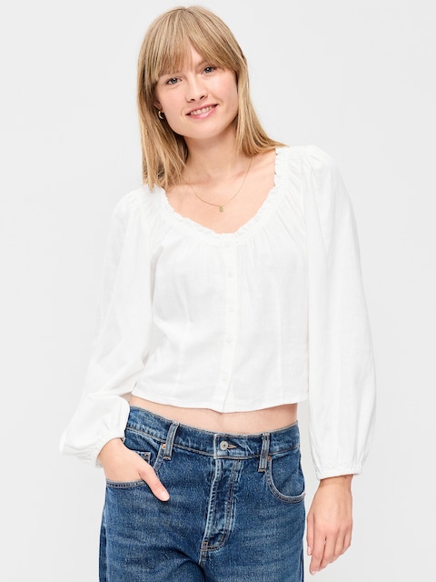 Long-Sleeve Button-Down Top