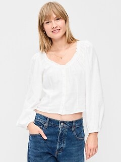 Long-Sleeve Button-Down Top