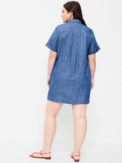 Image number 8 showing, Short-Sleeve Mini Shirt Dress