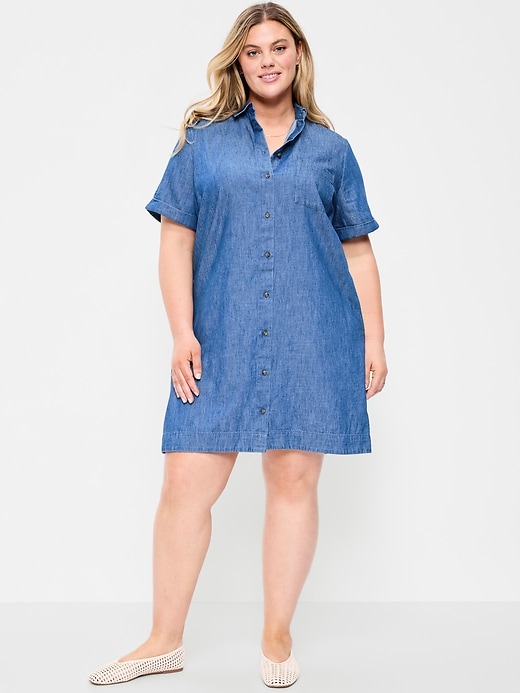 Image number 9 showing, Short-Sleeve Mini Shirt Dress