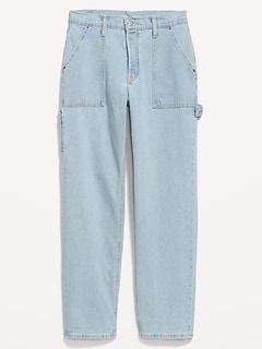 Low-Rise Utility Slouchy Straight Jeans