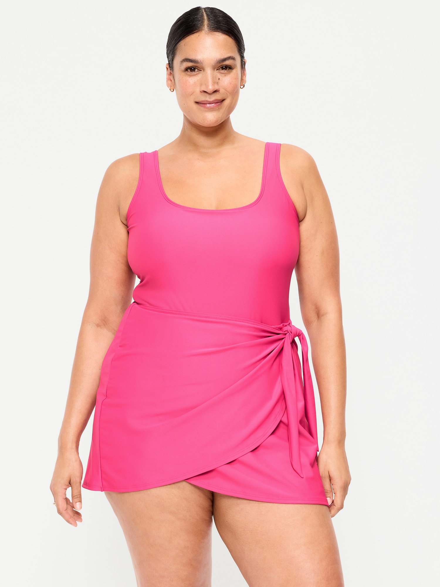 Matte Side-Tie Swim Dress
