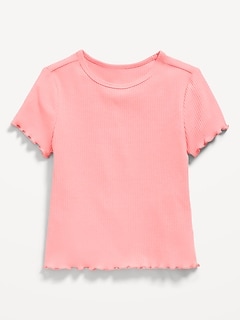 Short-Sleeve Lettuce-Edge T-Shirt for Toddler Girls