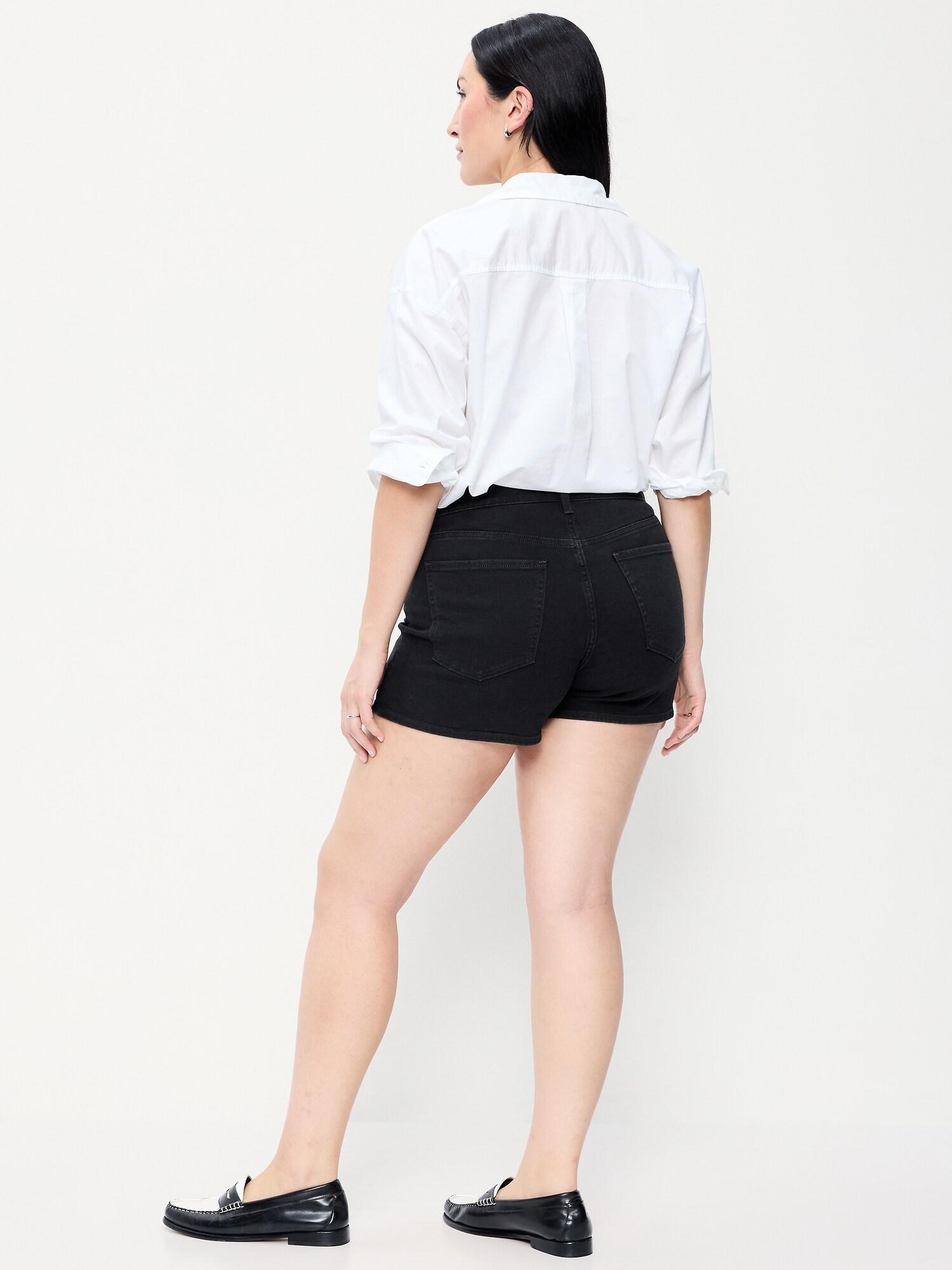 Женские шорты Old Navy High-Waisted Wow Jean Shorts -- 4-inch inseam, цвет: Чёрный — фото 6
