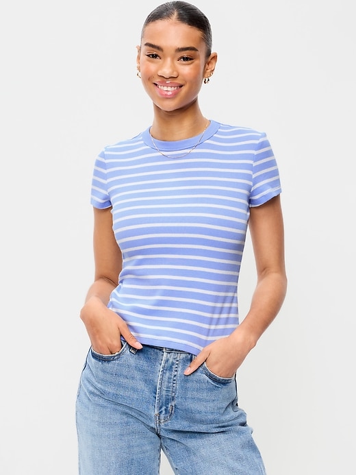 Image number 1 showing, Snug Crew-Neck Ribbed T-Shirt