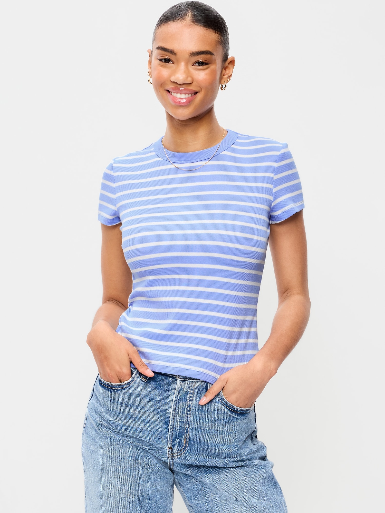 Snug Crew-Neck Ribbed T-Shirt