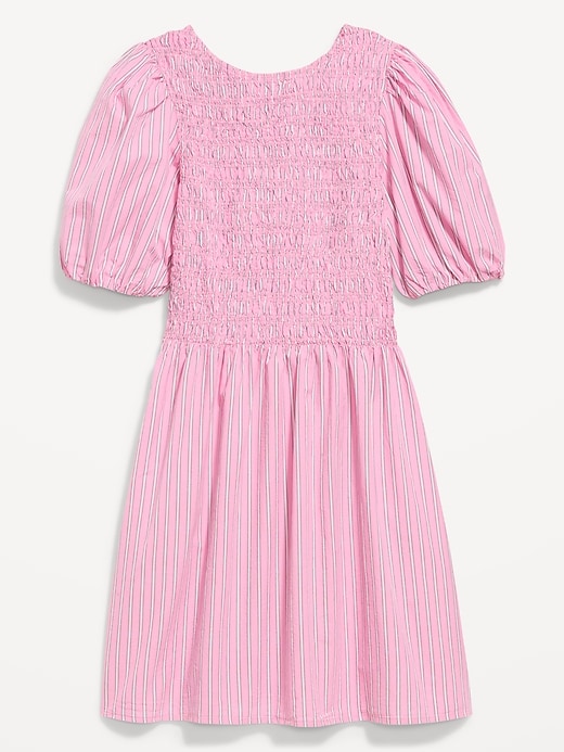 Image number 1 showing, Smocked Puff-Sleeve Flare Mini Dress