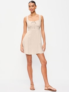 Fit & Flare Linen Mini Dress