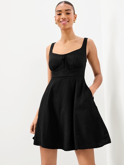 Image number 3 showing, Fit & Flare Linen Mini Dress