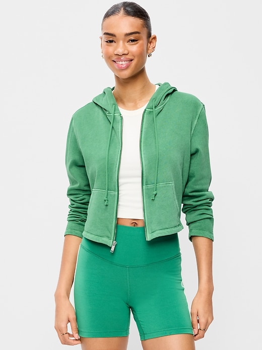 Image number 1 showing, Shrunken Cropped Zip Hoodie Sweatshirt