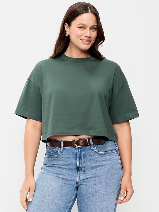 Image number 5 showing, Vintage Crew-Neck Oversized Crop T-Shirt
