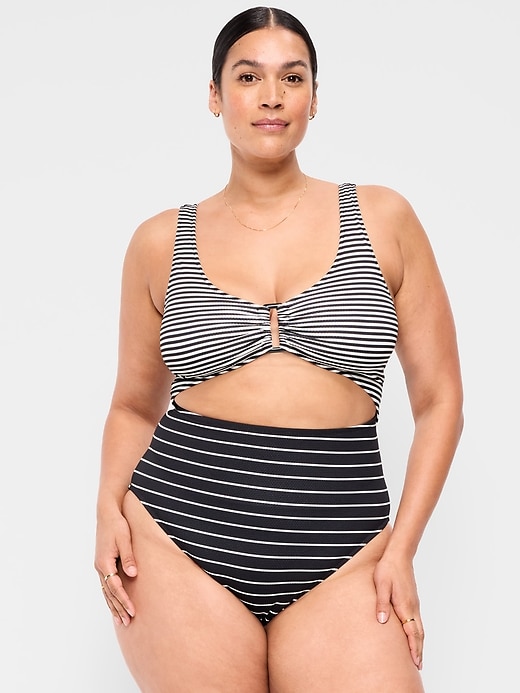 Image number 7 showing, Textured One-Piece Cut-Out Swimsuit