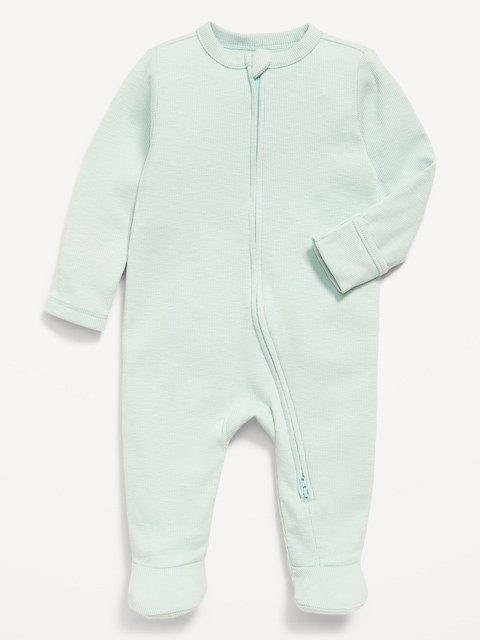Ribbed 2-Way-Zip Sleep & Play Footed One-Piece for Baby