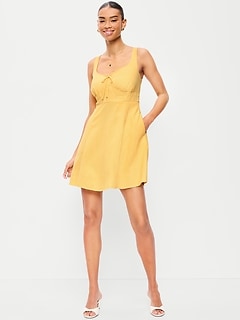 Fit & Flare Linen Mini Dress