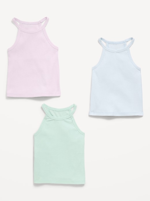 Image number 2 showing, Fitted Halter Tank Tops 3-Pack for Toddler Girls