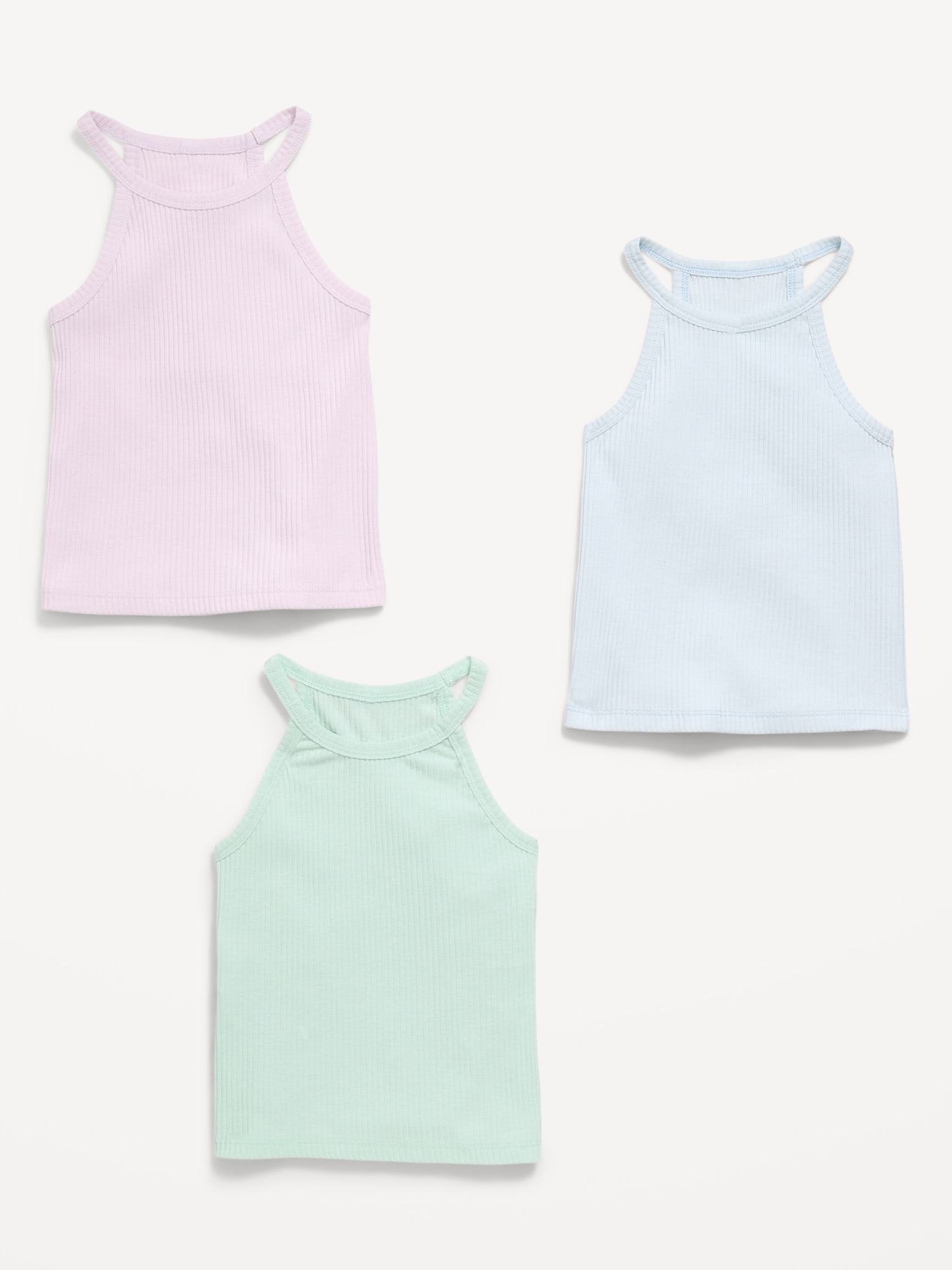Image number 2 showing, Fitted Halter Tank Tops 3-Pack for Toddler Girls