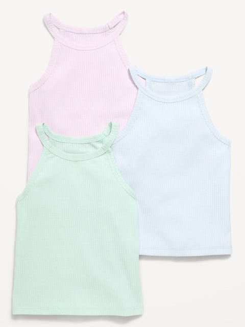Fitted Halter Tank Tops 3-Pack for Toddler Girls