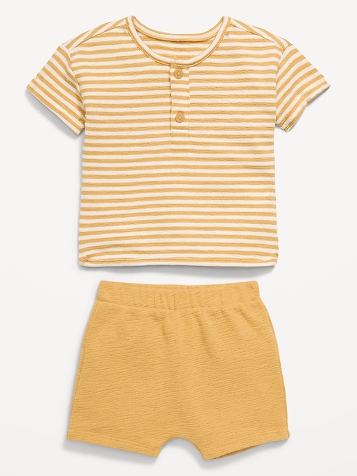 Image number 2 showing, Jacquard-Knit Henley Shirt and Shorts Set for Baby