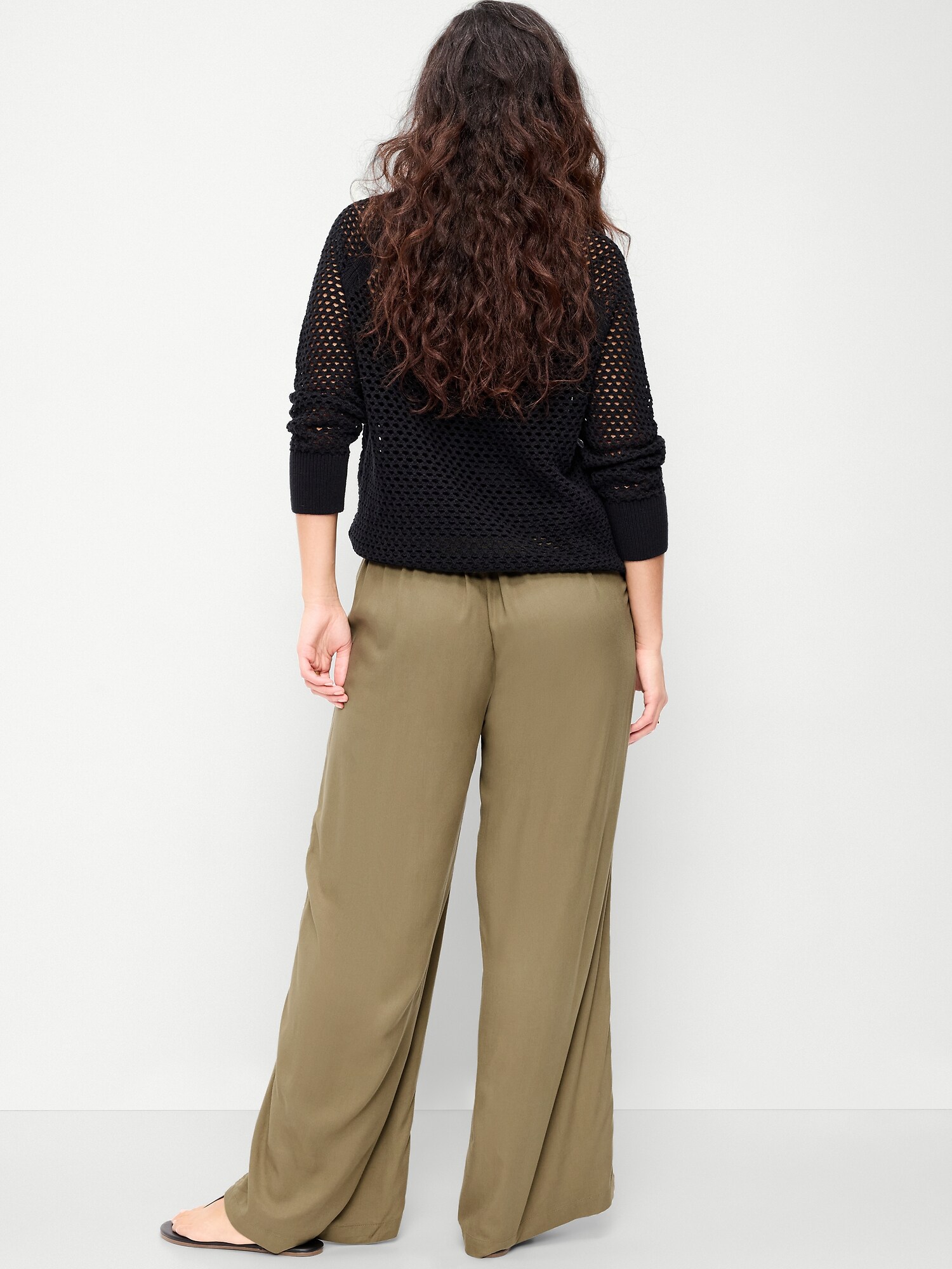 Женские брюки Old Navy High-Waisted Playa Wide-Leg, цвет: Kombu — фото 6
