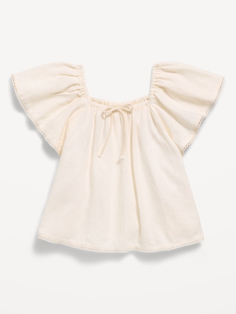 Short-Sleeve Linen-Blend Top for Toddler Girls