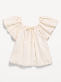 Short-Sleeve Linen-Blend Top for Toddler Girls