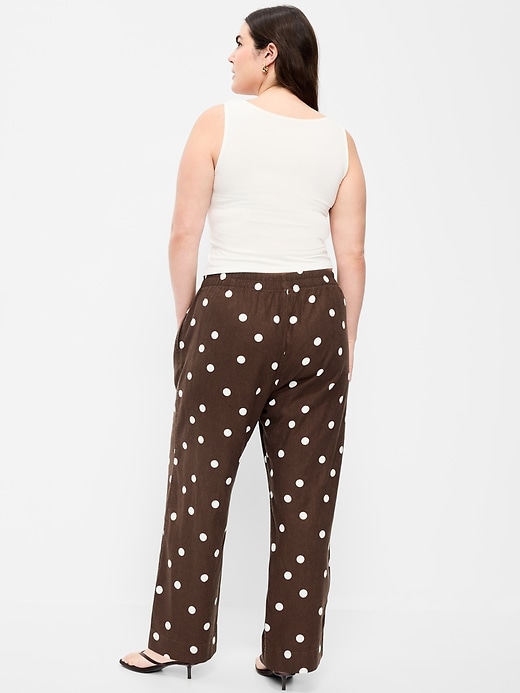 Image number 7 showing, High-Waisted Linen-Blend Straight Pants