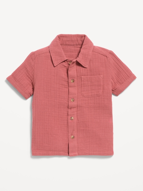 Short-Sleeve Double-Weave Shirt for Toddler Boys
