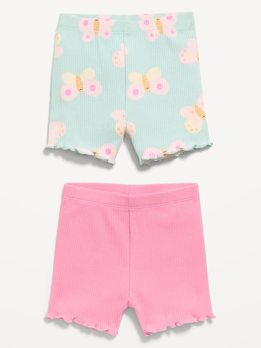 Image number 2 showing, Ribbed Lettuce-Edge Biker Shorts 2-Pack for Baby