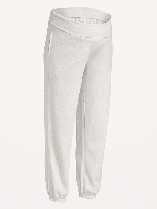 Image number 4 showing, Maternity Rollover-Waist Fleece Jogger Sweatpants
