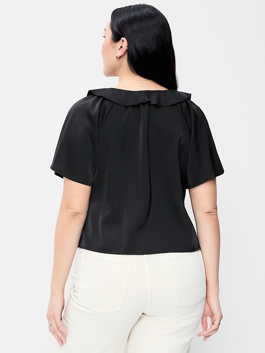 Image number 5 showing, Satin Ruffle Tie-Front Top
