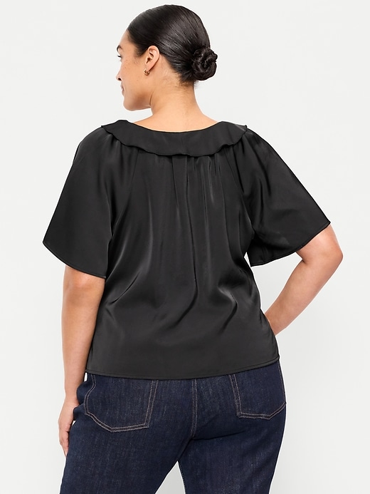 Image number 7 showing, Satin Ruffle Tie-Front Top