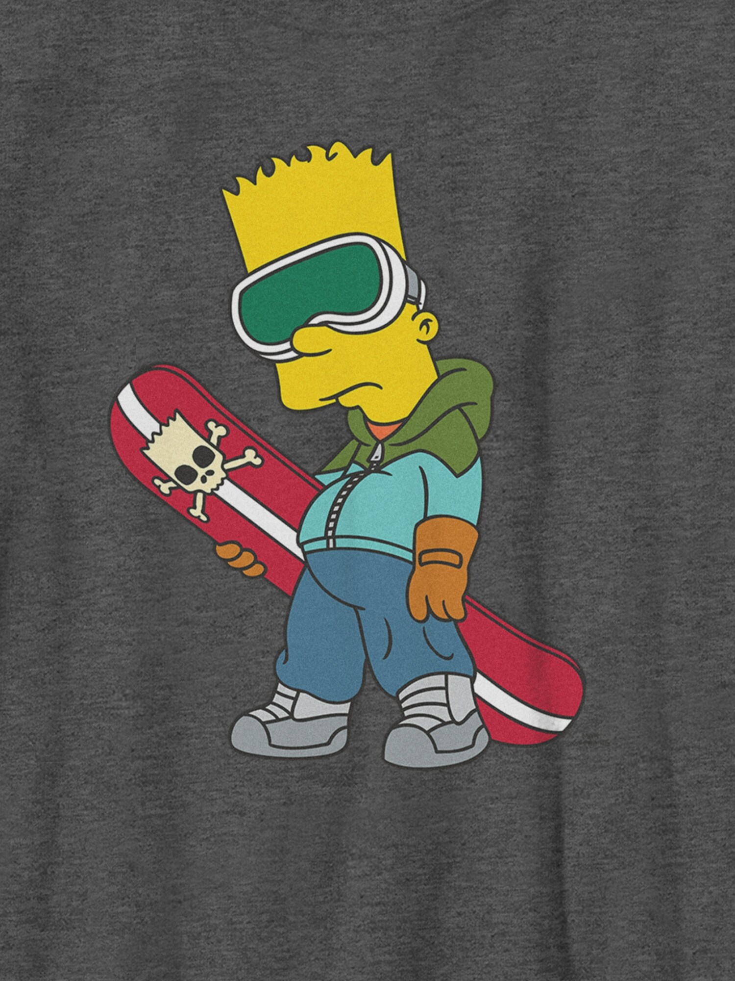 Детская футболка Old Navy The Simpsons Snowboarder Bart Graphic, цвет: Угольный меланжевый — фото 2