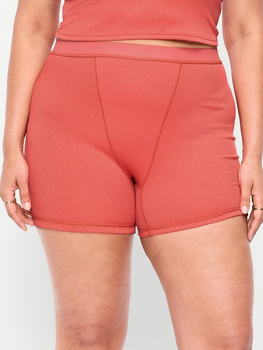 Image number 6 showing, High-Waisted Ribbed Boyshort Briefs -- 3-inch inseam