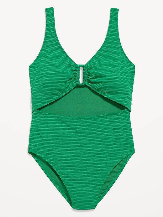 Image number 4 showing, Textured One-Piece Cut-Out Swimsuit