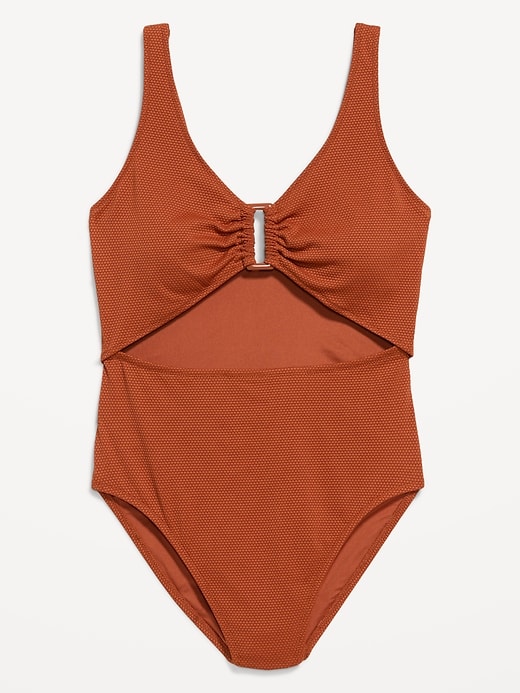 Image number 4 showing, Textured One-Piece Cut-Out Swimsuit
