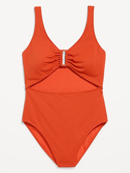 Image number 4 showing, Textured One-Piece Cut-Out Swimsuit