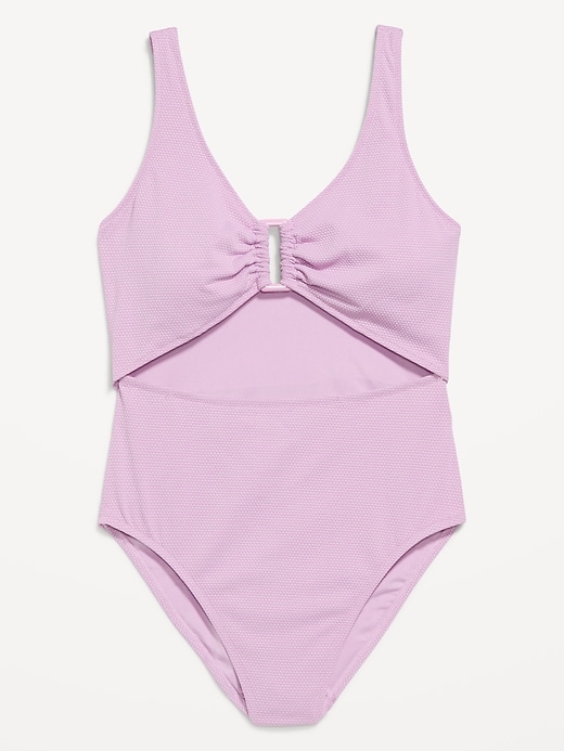 Image number 4 showing, Textured One-Piece Cut-Out Swimsuit