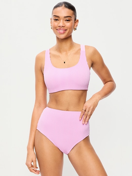 Image number 1 showing, Ribbed Scoop-Neck Swim Top