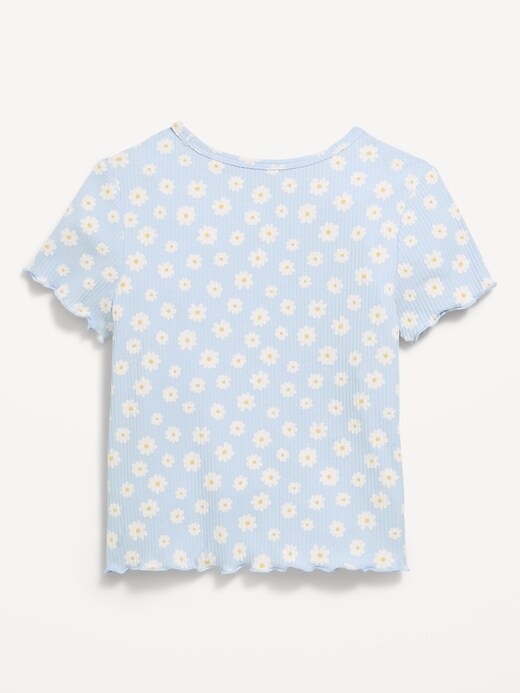 Image number 2 showing, Printed Short-Sleeve Lettuce-Edge T-Shirt for Toddler Girls