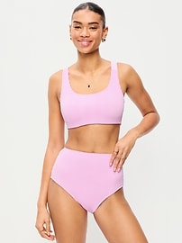Image number 1 showing, Ribbed Scoop-Neck Swim Top