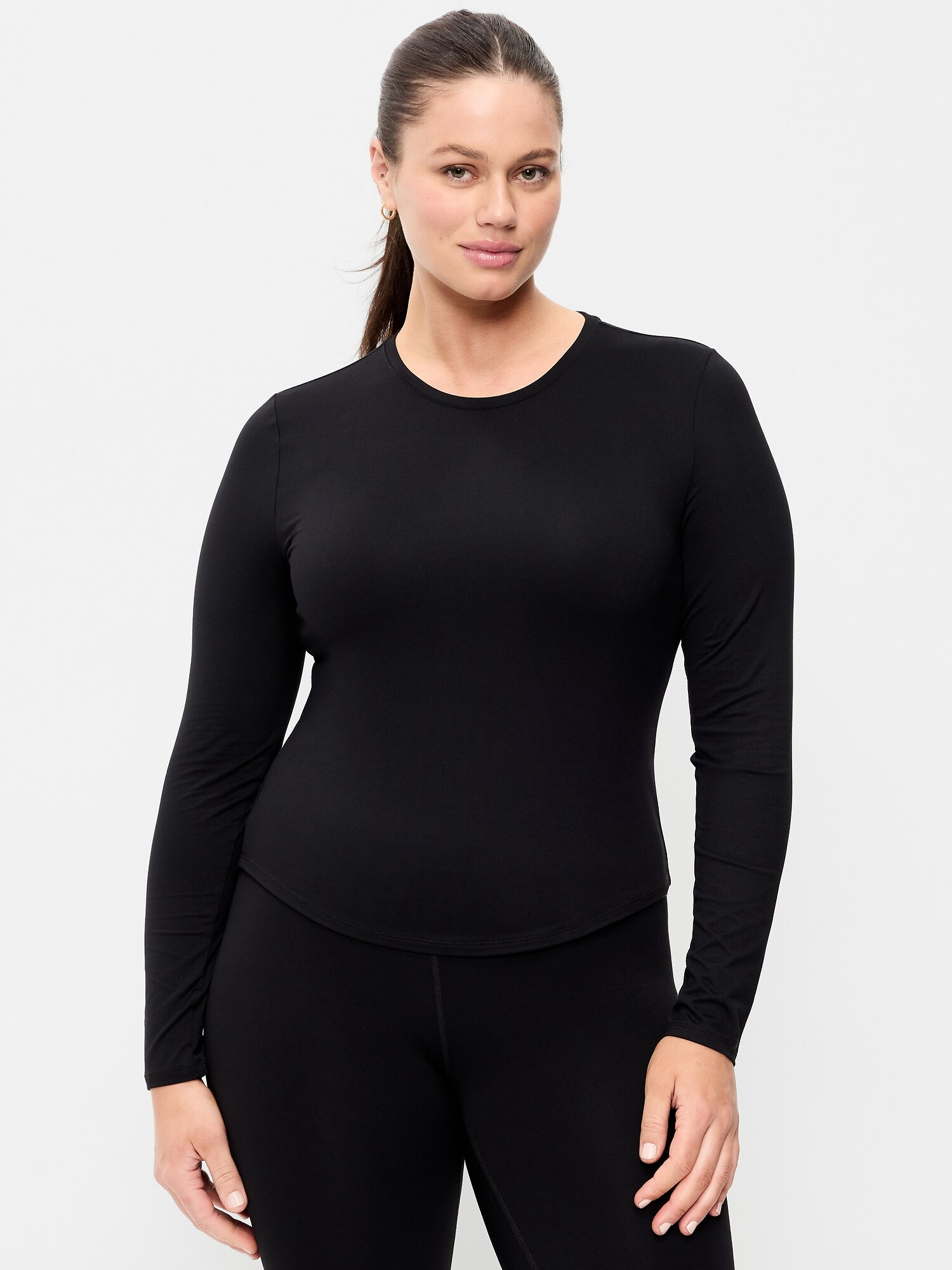 Женский базовый топ Old Navy StudioSmooth с длинным рукавом, цвет: Чёрный — фото 5