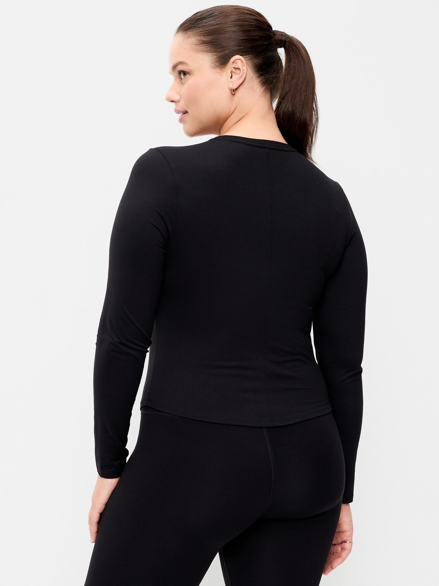 Женский базовый топ Old Navy StudioSmooth с длинным рукавом, цвет: Чёрный — фото 6