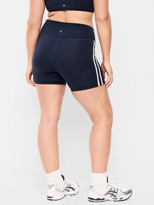 Image number 5 showing, High-Waisted PowerChill Side-Stripe Biker Shorts -- 5-inch inseam