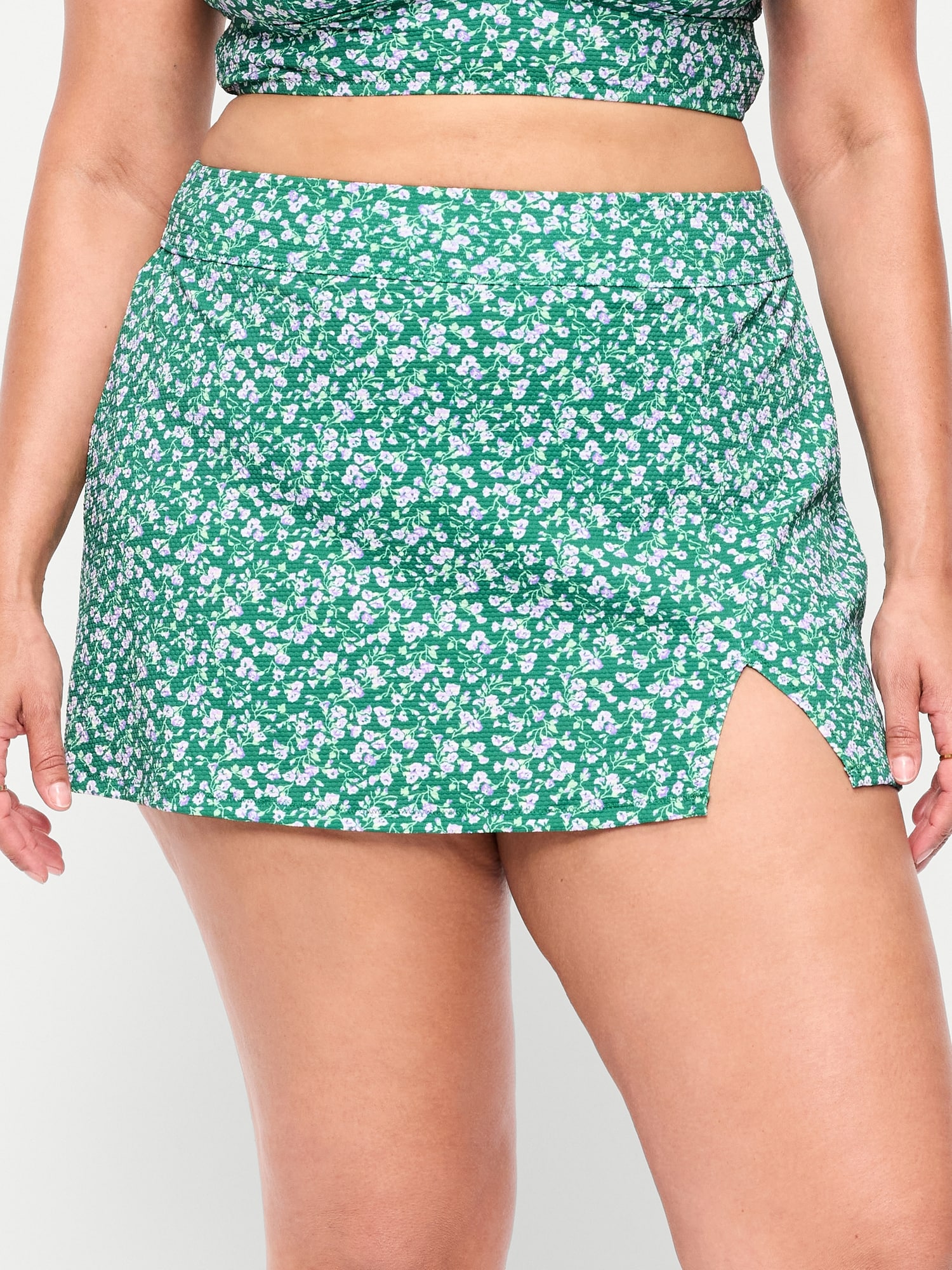 High-Waisted Textured Swim Skirt