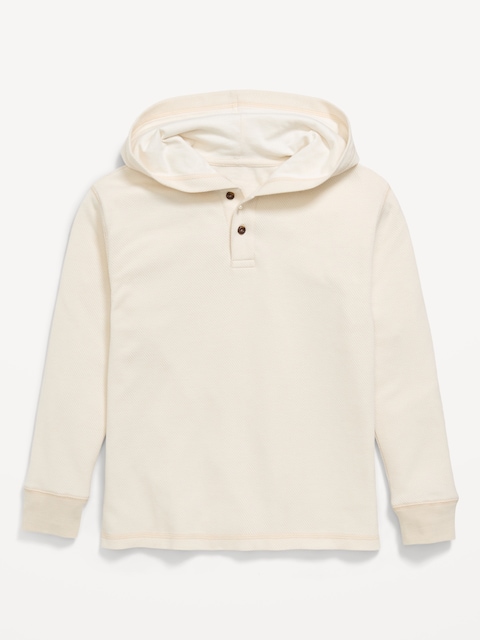 Cozy Hooded Henley Sweater for Boys